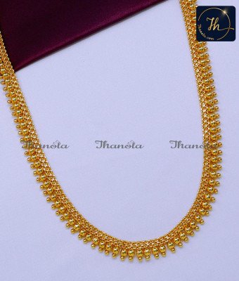 HRA1764 - Simple Gold Beads U Shape Gold Plated Haram Designs