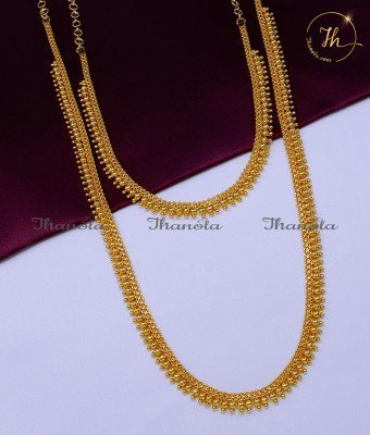 HRA1766 - Simple Gold Beads Gold Plated Jewellery Haram Necklace Set