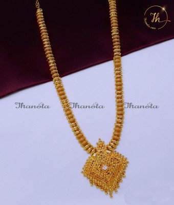 HRA1767 - Gold Plated White Stone Long Haram Designs Gold Latest