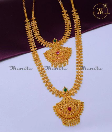 South Indian Bridal Necklace and Haram Set Gold haram necklace set