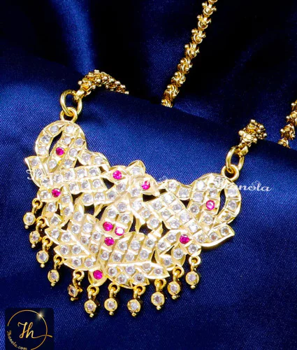 Ruby White Dollar Chain Impon Jewellery Online Shopping Gold plated impon chain online shopping