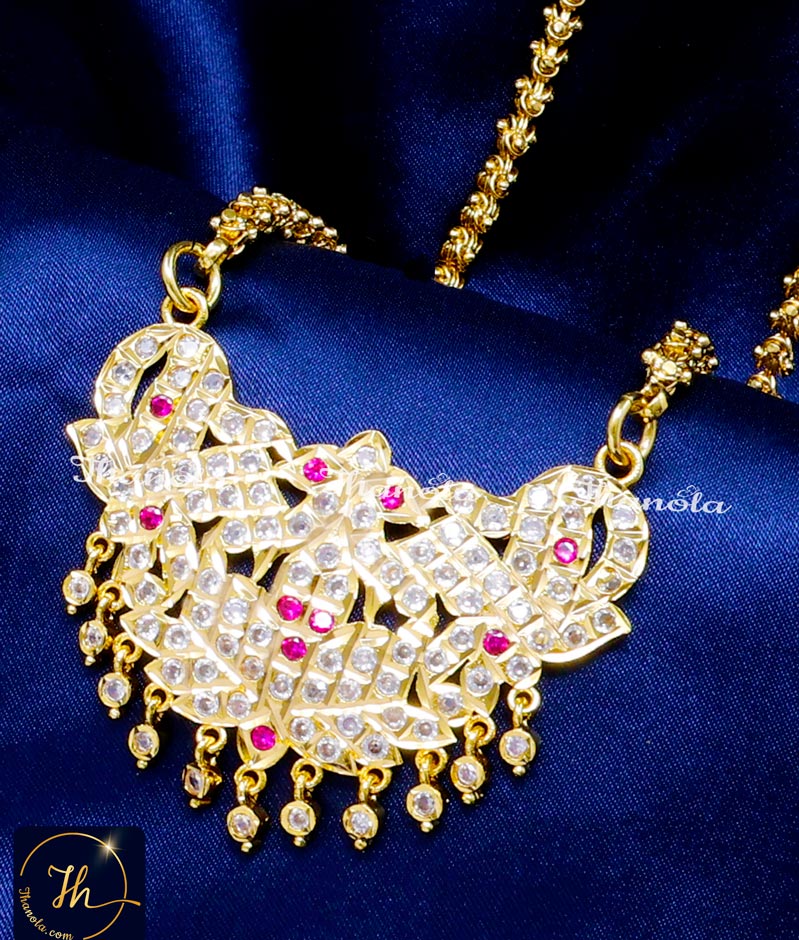 Ruby White Dollar Chain Impon Jewellery Online Shopping Gold plated impon chain online shopping