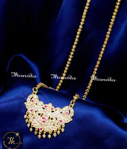 Ruby White Dollar Chain Impon Jewellery Online Shopping Gold plated impon chain online shopping
