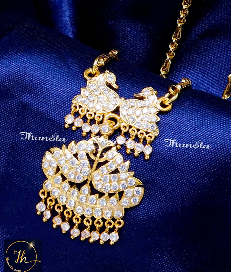 Latest White Stone Swan Design Dollar Chain for Women dollar chain impon 5 metal jewellery