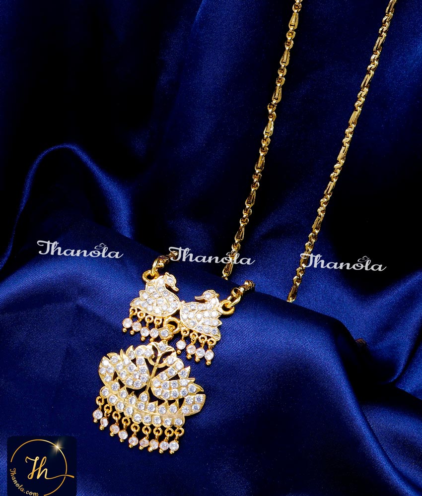 Latest White Stone Swan Design Dollar Chain for Women dollar chain impon 5 metal jewellery