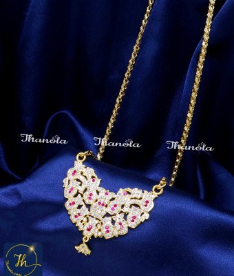 DLA1201 - Traditional Impon Gold Chain with Big Pendant Designs