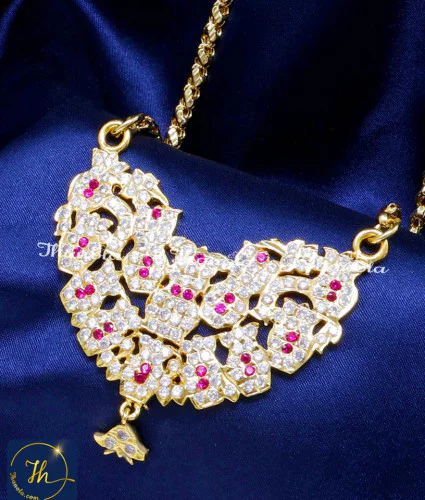 Traditional Impon Gold Chain with Big Pendant Designs impon dollar chain online shopping