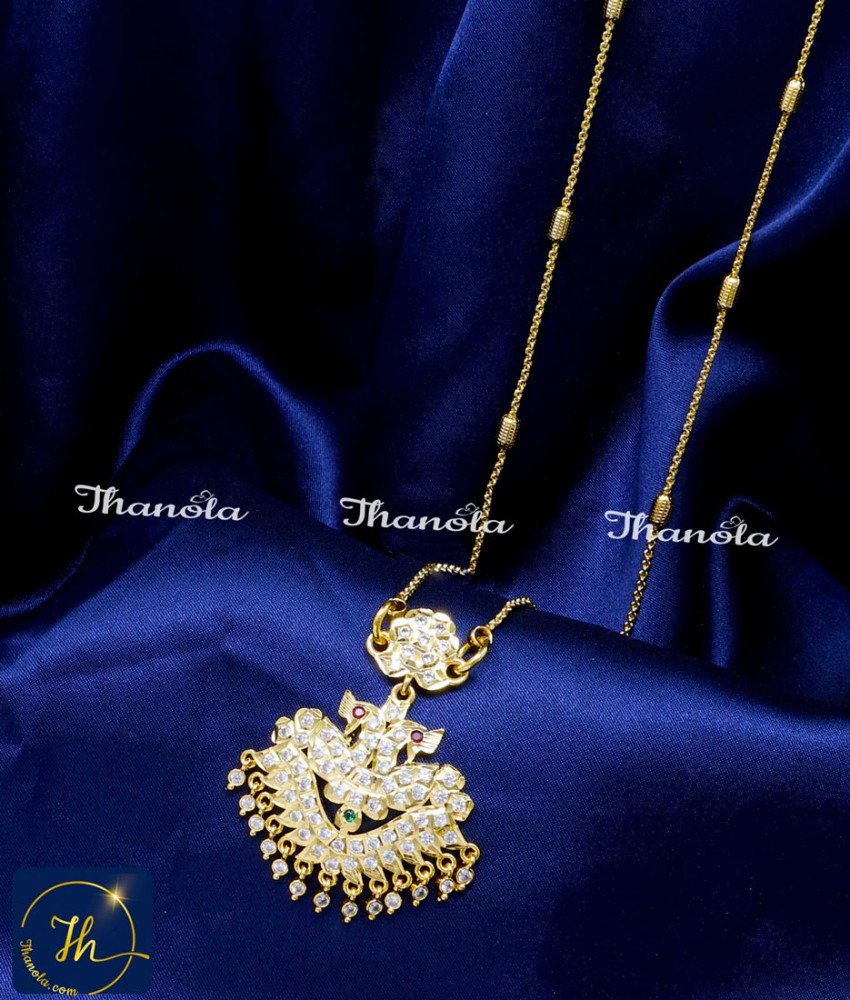 New Model Peacock Stone Dollar Chain Designs Gold pendant chain for women