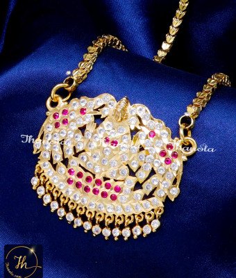 DLA1242 - Latest Impon Gold Lakshmi Dollar Chain Designs Online