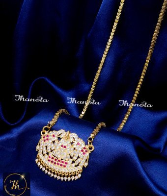 DLA1242 - Latest Impon Gold Lakshmi Dollar Chain Designs Online