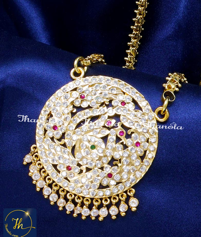 Beautiful Peacock Impon Dollar Chain Online Shopping south indian bridal jewellery