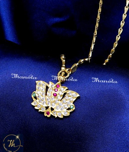 DLA1265 - Attractive Impon Stone Lotus Dollar Chain Gold Model