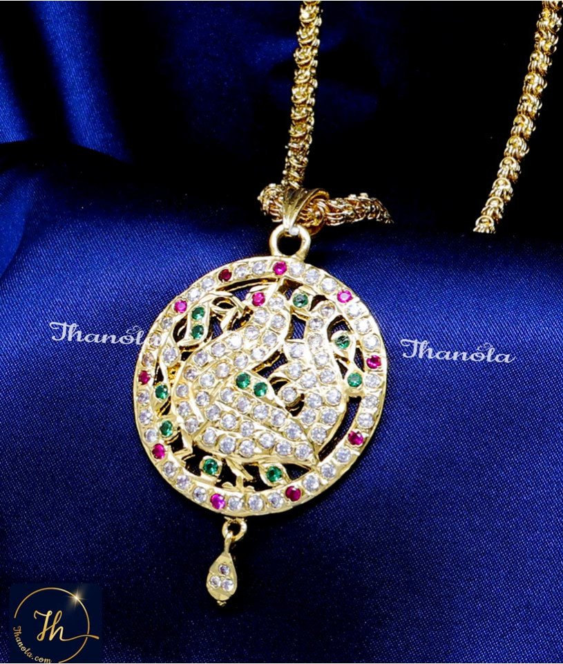 Latest Peacock Design Impon Pendant Chain for Women Artificial chain with Pendant