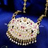 DLA1279 - 30 inch Traditional Impon Gajalakshmi Stone Pendant Chain