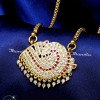 DLA1311 - Impon Gold Plated Stone Sangu Pendant with Long Chain