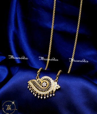 DLA1312 - Pure Impon Jewellery White Stone Sangu Dollar Chain