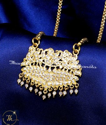 DLA1318 - Attractive Impon White Stone Swan Dollar Chain for Women