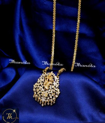DLA1319 - Impon Chain with Radha Krishna Gold Pendant Design
