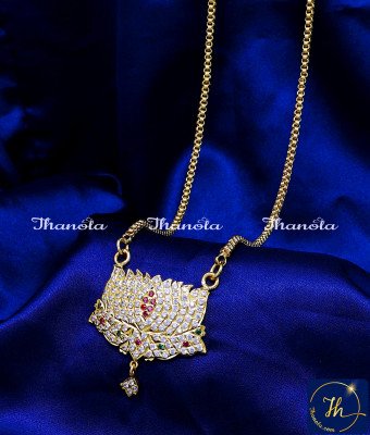 DLA1335 - Impon Multi Stone Lotus Dollar with Long Chain Online