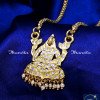 DLA1338 - Traditional Impon White Stone Lakshmi Pendant - Premium Gold Plated