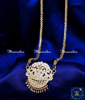 DLA1339 - Impon White Stone Lakshmi Dollar Chain 1 Year Guarantee