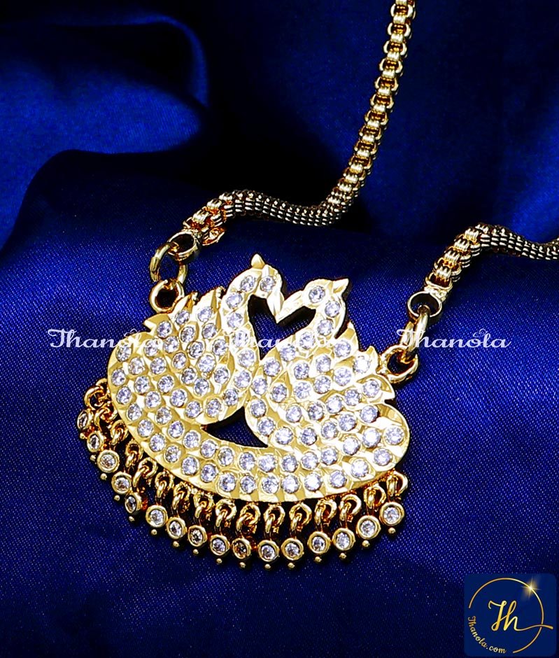 Premium Impon Gold Plated Swan Dollar Chain for Women Impon White Stone Dollar Chain