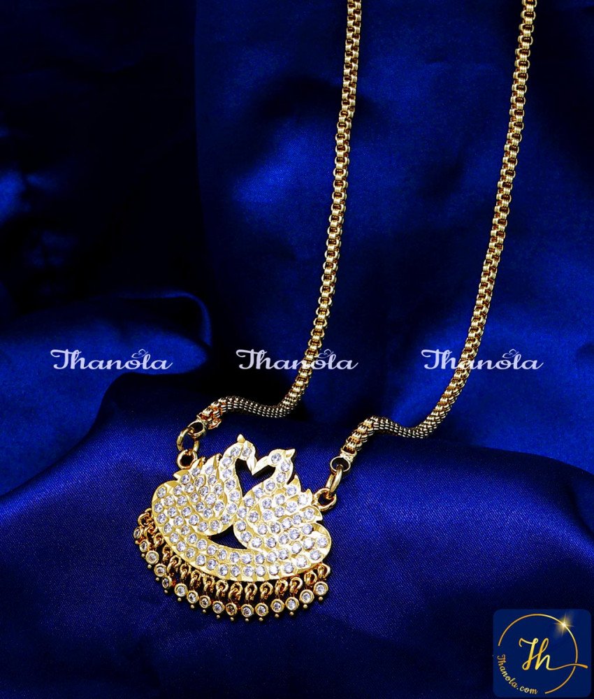 Premium Impon Gold Plated Swan Dollar Chain for Women Impon White Stone Dollar Chain