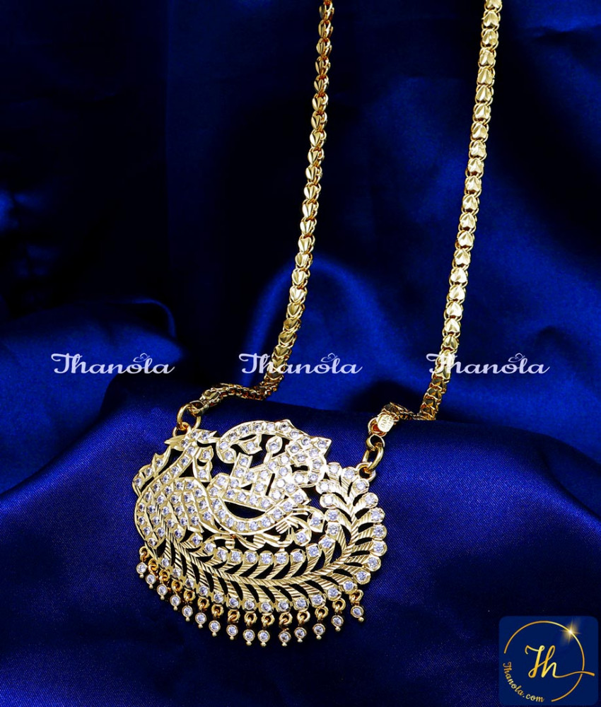 Five Metal Peacock Design Gold Plated Dollar Chain for Festivals 1 year guarantee impon jewellery pendant chain