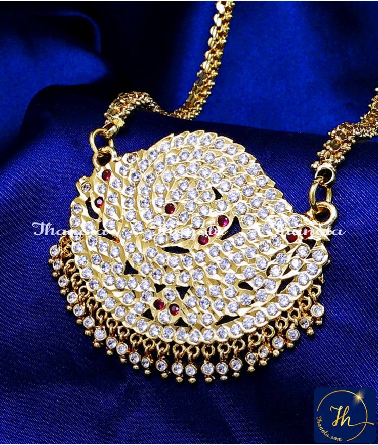 Traditional Wear Panchaloha Impon Sangu Pendant Chain gold valampuri sangu pendant