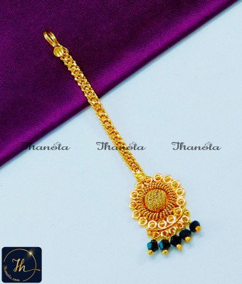NCA1055 - Gorgeous Flower Design Maang Tikka with Black Crystal Beads