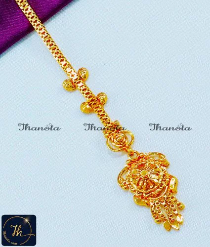 Simple Light Weight Small Maang Tikka Design Gold maang tikka online