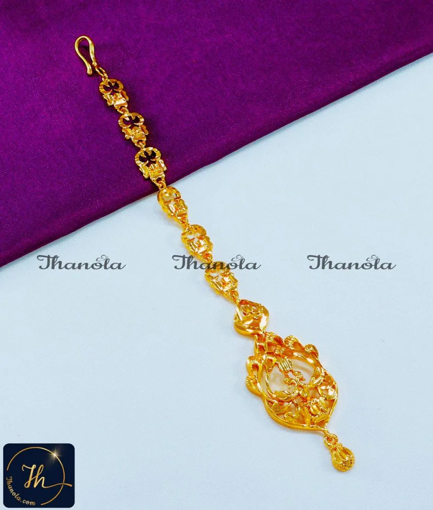 Beautiful Peacock Design Bridal Maang Tikka Gold NCA1165