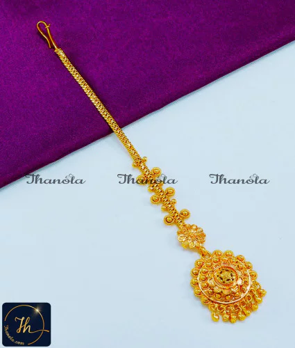 Latest Flower Model Gold Plated Nethichutti Designs maang tikka for bride gold