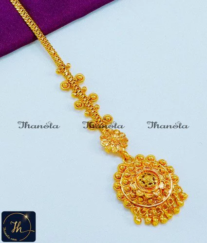Latest Flower Model Gold Plated Nethichutti Designs maang tikka for bride gold