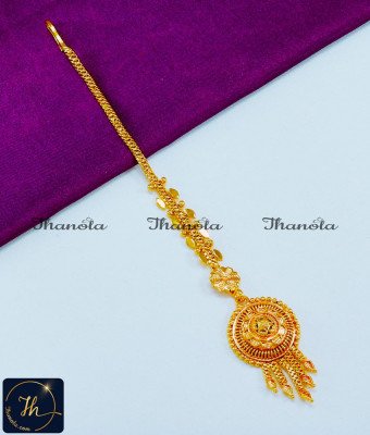 NCA1170 - Gold Plated Light Weight Round Maang Tikka for Bride