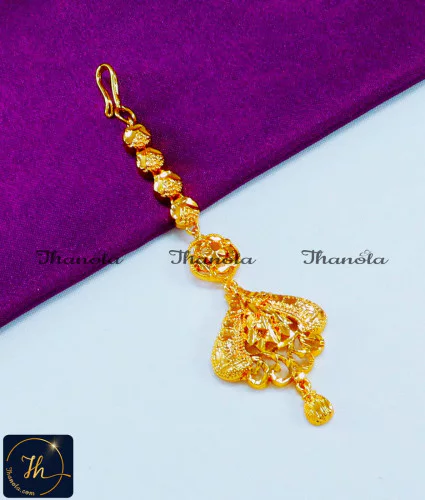 New Model Yellow Gold Bridal Papidi Billa Designs maang tikka for bride gold