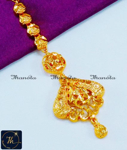 New Model Yellow Gold Bridal Papidi Billa Designs maang tikka for bride gold