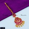 NCA1237 - Latest Ruby Kemp Stone Maang Tikka Temple Jewellery