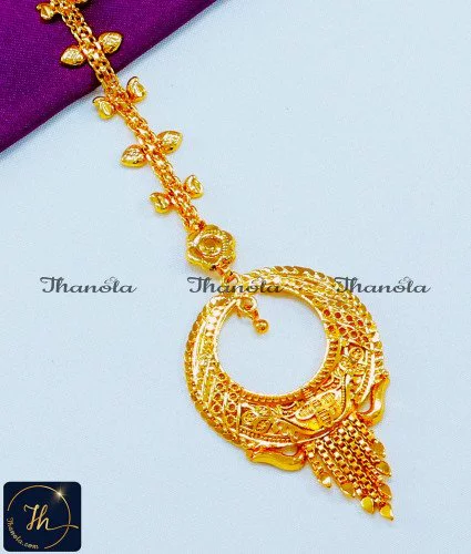 NCA1274 - Trendy Nethichutti Designs Chandbali Maang Tikka Gold