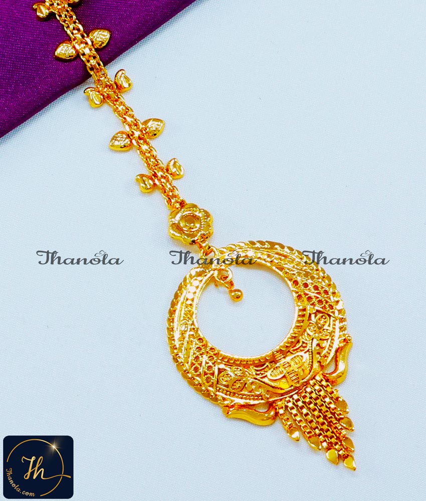 Trendy Nethichutti Designs Chandbali Maang Tikka Gold dulhan maang tikka gold