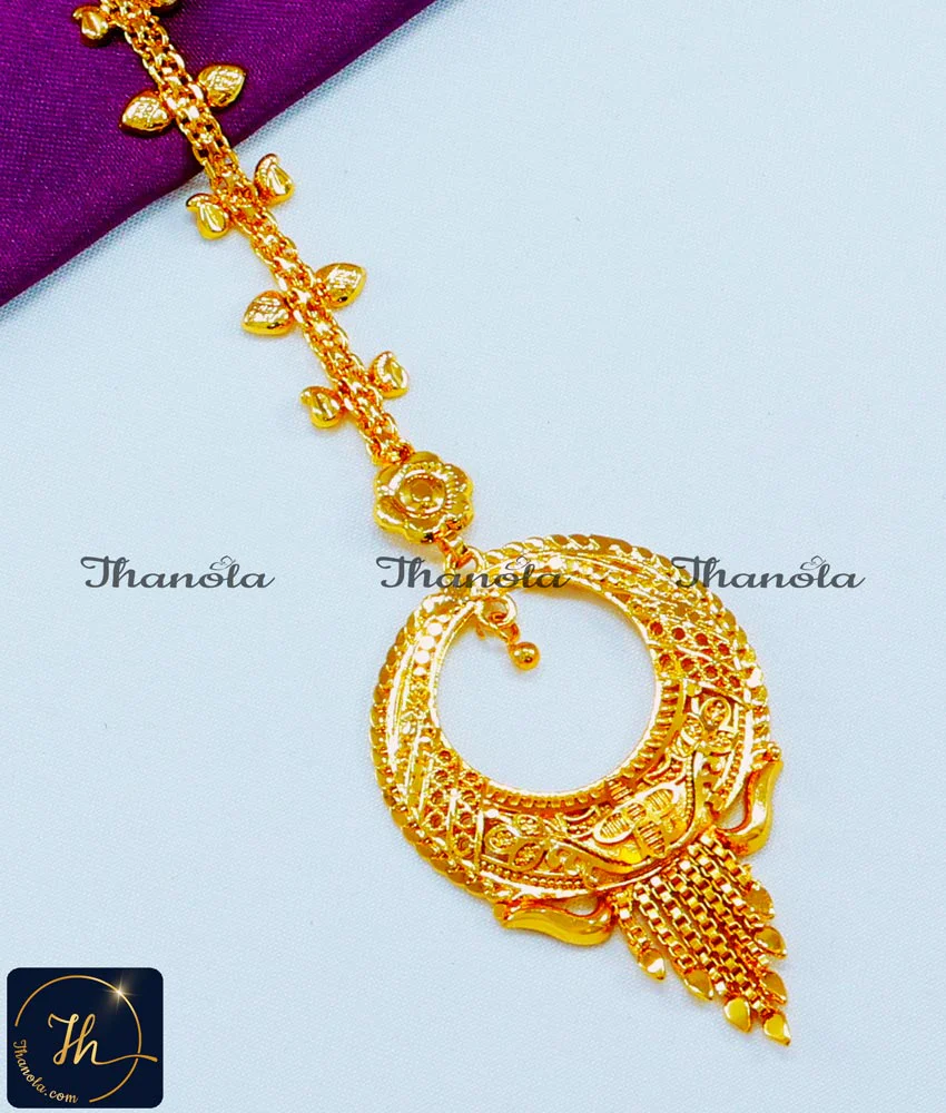 Tanishq Head Tikka Designs Gold Punjabi Style Maang Tikka For
