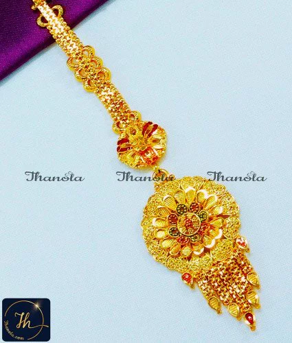 NCA1283 - Gold Design Papidi Billa 2 Gram Maang Tikka for Bride