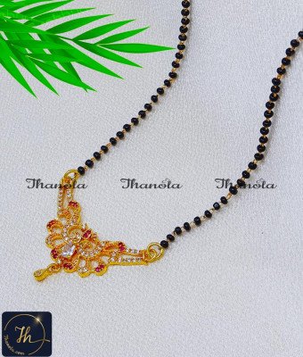 BBA1014 - Short Black Beads Mangalsutra Designs Gold Latest Design