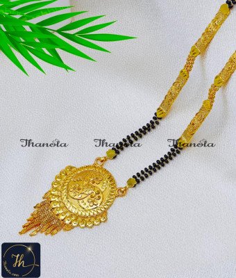 BBA1112 - 2 Gram Gold Forming Short Black Beads Mangalsutra Designs