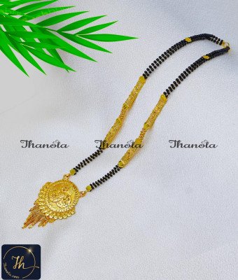 BBA1112 - 2 Gram Gold Forming Short Black Beads Mangalsutra Designs