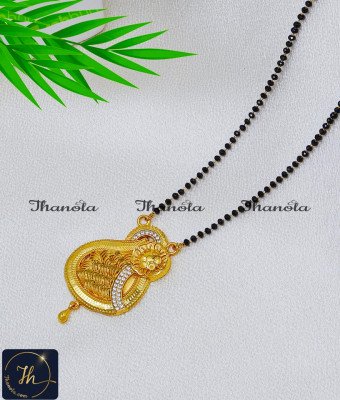 BBA1116 - Forming Gold Pendant Short Black Beads Mangalsutra Chain
