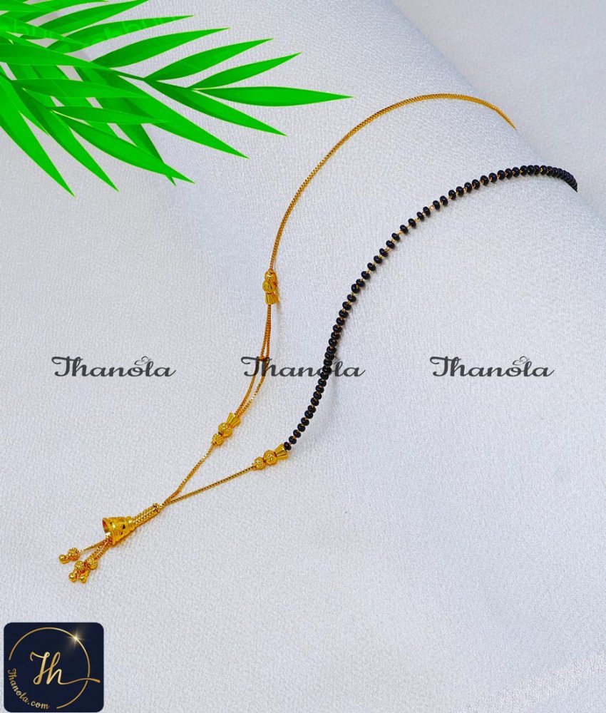 Elegant Black Beads Mangalsutra Designs with Gold Chain mangalsutra designs short