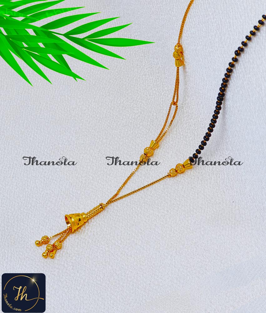 Elegant Black Beads Mangalsutra Designs with Gold Chain mangalsutra designs short