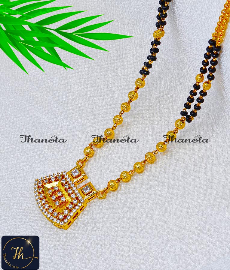 Artificial Gold Mangalsutra Design Diamond Pendant gold simple mini mangalsutra design