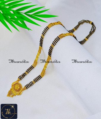 BBA1140 - Latest Long Black Beads Gold Chain Designs Mangalsutra